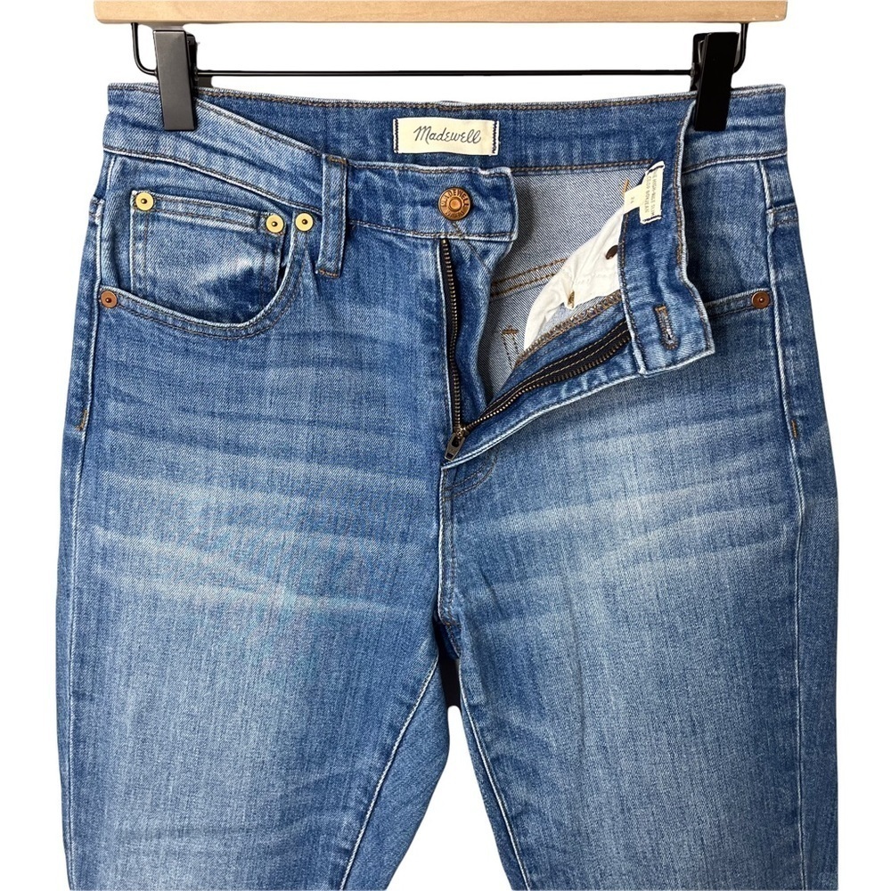 Madewell The High Rise Slim Boyjean Dover Wash Size 24 Distressed Raw Hem K7538 - Picture 6 of 12